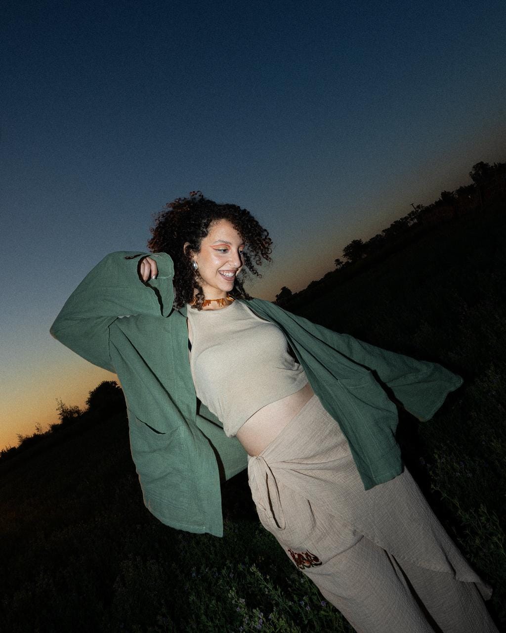 MUSHU SET SAGE FLOW CARDIGAN